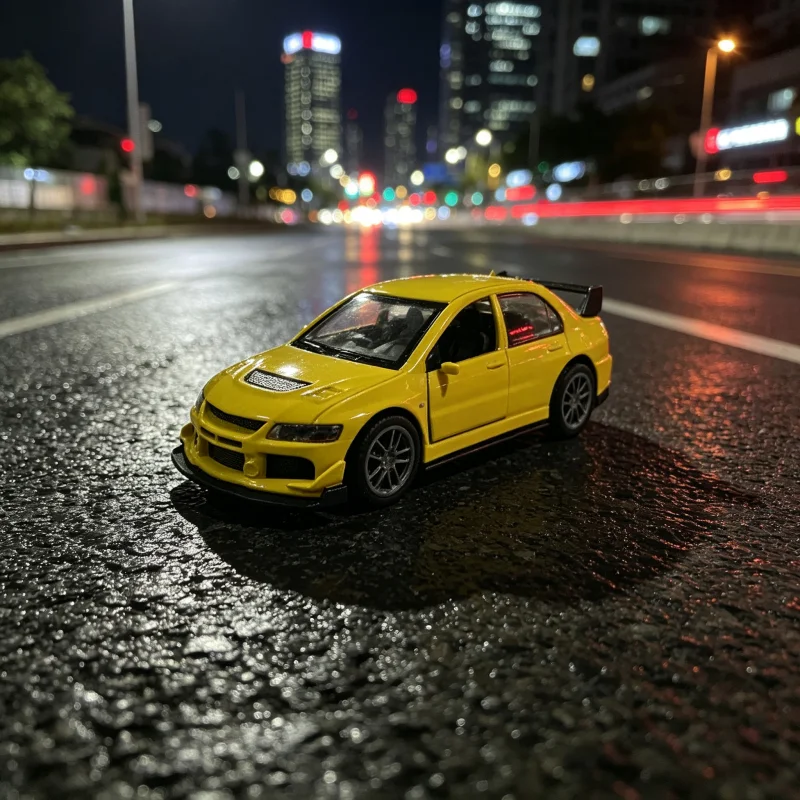 1/36 scale yellow alloy sports car model, a retractable metal-cast sedan with multiple opening doors, a realistic racing car, a