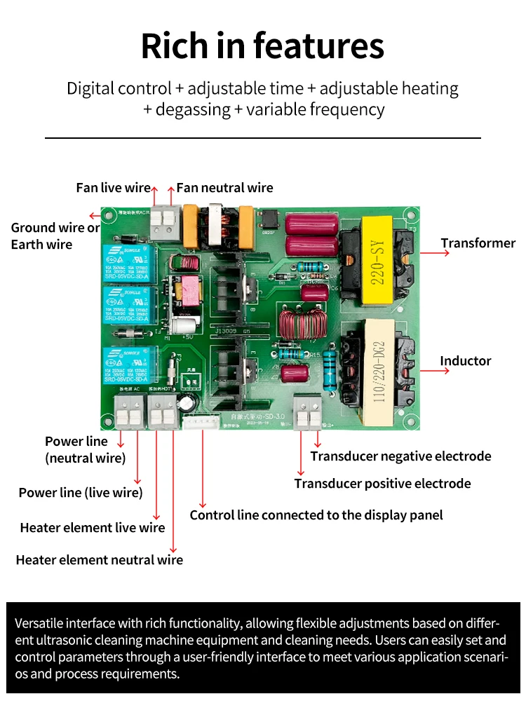 FanYingSonic 100W Digital Display Circuit Board With 40KHz Transducer For Ultrasonic Generator Parts PCB Driver Boards