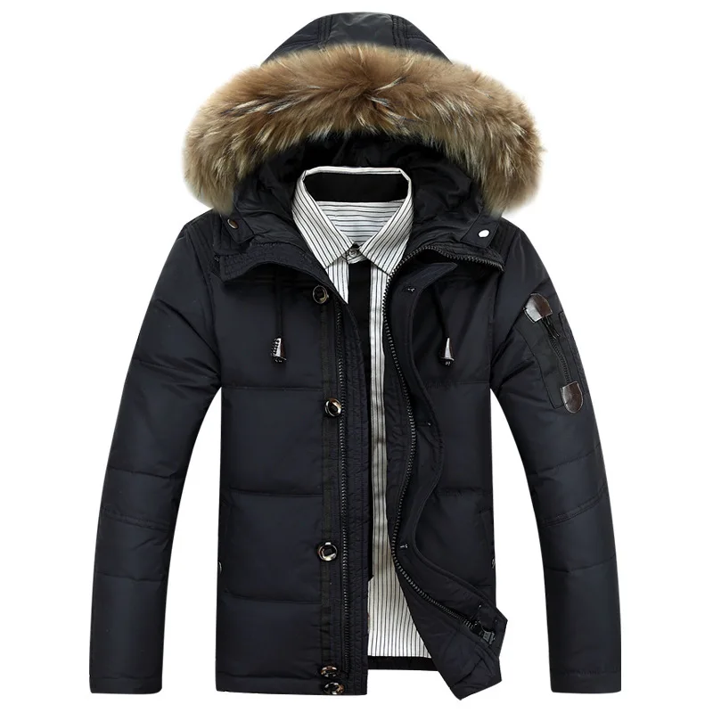 

Winter Big Fur Hood Duck Down Jackets Coats Men Warm High Quality Down Coats Male Casual Winter Outerwer Puffer Jacket