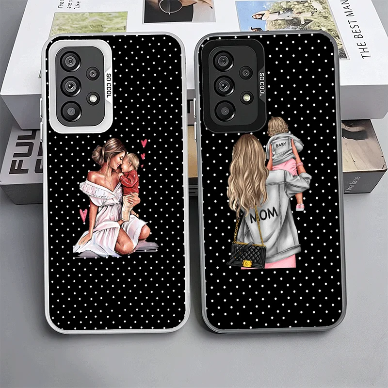 Mom Baby Fashion Dot Desgin Shockproof Phone Case for Samsung A17 A16 A15 A14 A37 A57 A36 A56 A26 A35 A55 A25 A34 A54 A24 A13 A2