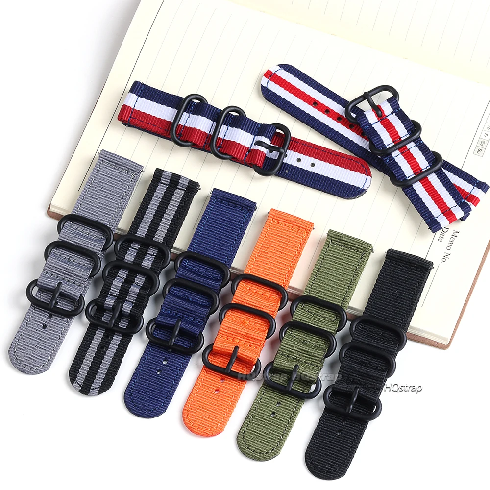 New Ribbed Nylon Watch Strap 18mm 20mm 22mm 24mm Nylon Watch Straps for Military Watch Band Bracelets Men Women Belt Accessory