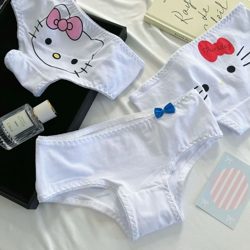Sanrio Hello Kitty Woman's Triangle Panties Cartoon Sexy Girls Cotton Low-waisted Print Panties Breathable Fashion Underwear