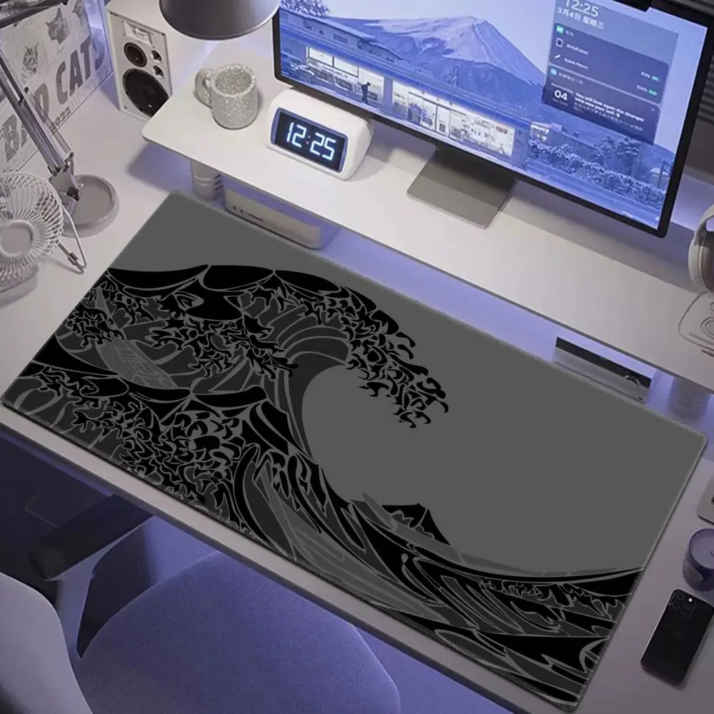 Alfombrilla de ratón grande Japón gran ola, alfombrilla para teclado, alfombrilla de escritorio, alfombrillas de escritorio para juegos de Pc, alfombrilla de ratón de empresa, alfombrillas de ratón blancas minimalistas