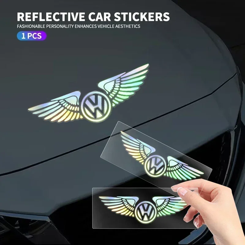 Colorful Reflective Laser Angel Wing Styling Car Trunk Door Stickers For Volkswagen VW Golf Passat Polo Jetta MK4 TSI TDI CADDY