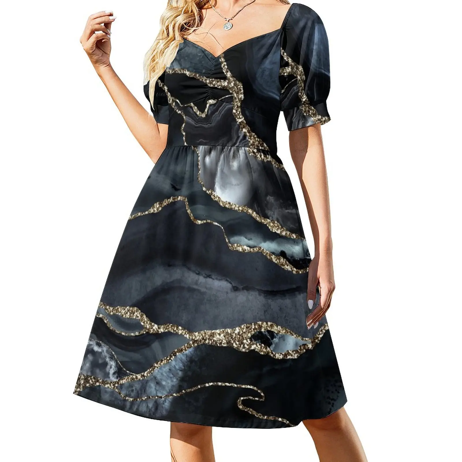 

Night Masculine Marble Landscapes Sleeveless Dress Evening dresses sexy dress