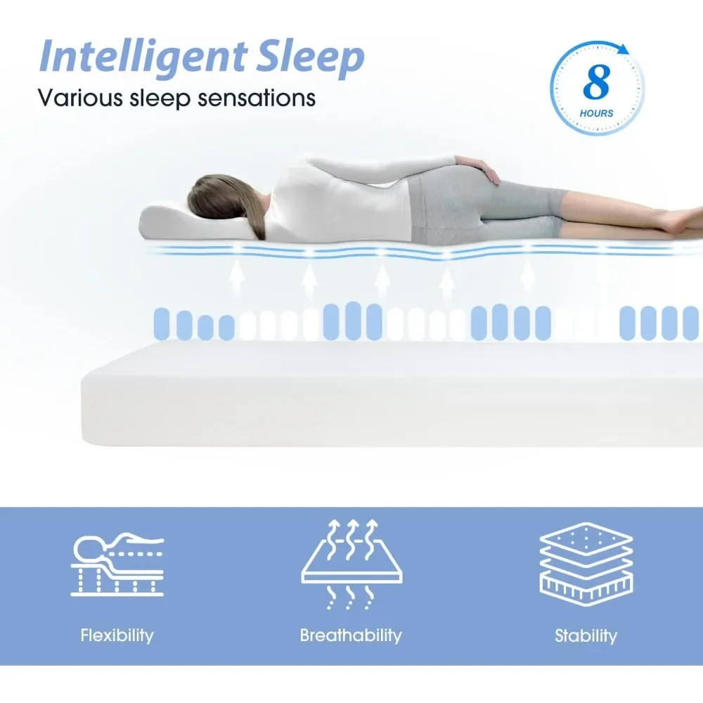 Matelas en mousse à mémoire de forme pour sommeil frais et instituts de pression, matelas optimistes moyens, lit dans une boîte, pression de Charleroi, plein, 6 po