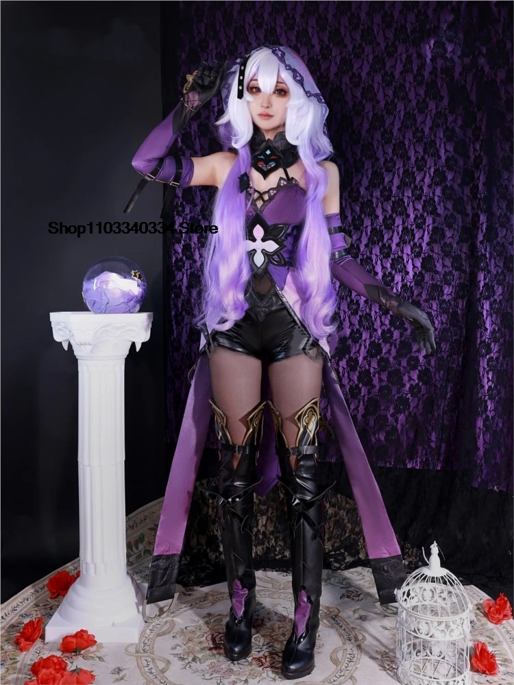 Costume cosplay cigno nero Honkai Star Rail Чёр Biya Лебедь Set completo parrucca Halloween Swan Negro Fortune Teller Seer