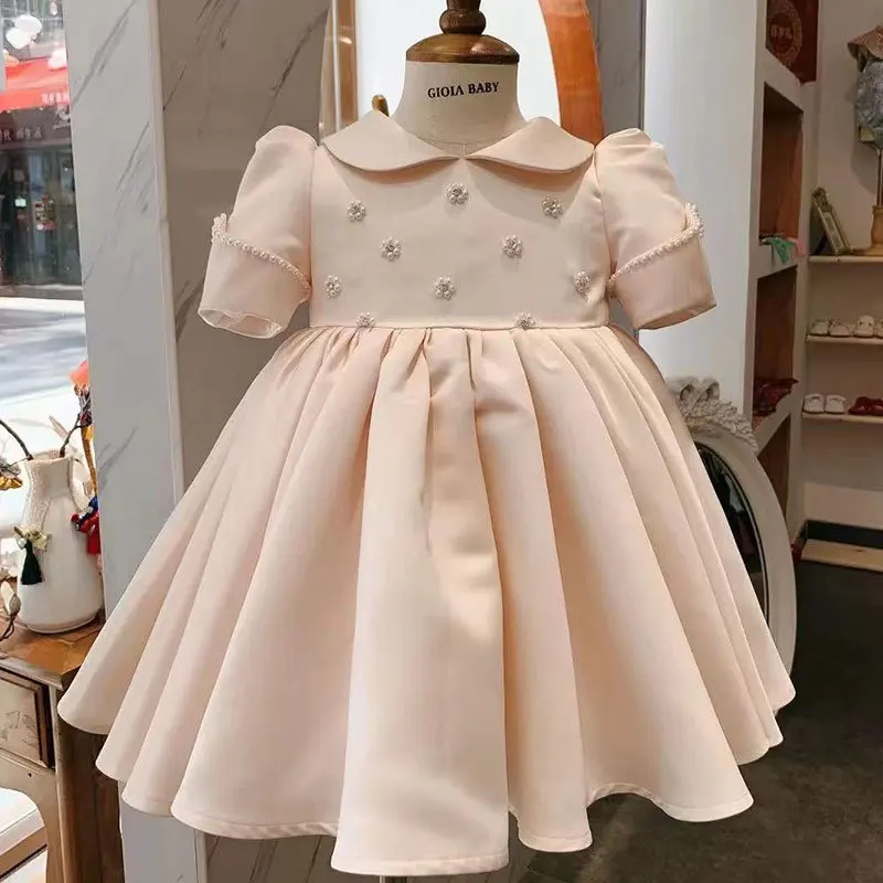 

Children's 1 st Birthday Baptism Dress 2024 Baby Girl Party Host Piano Performance Dress Fashion Little Girl Princess Dress g09