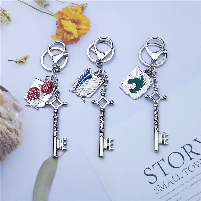 Anime Attack On Titan Eren DIY Keychain Wings of Liberty Scout Regiment Metal Keyring Cosplay Jewelry Doujin Gift for Women Men