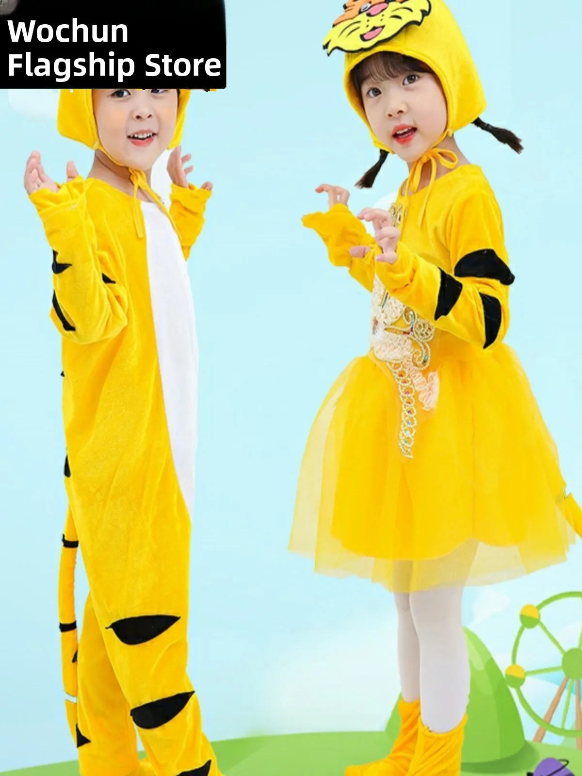 New Six-One Student Animal Little Tiger Performance Suit Tiger Baby New Year Performance Costume loween Cartoon Jumpsuit