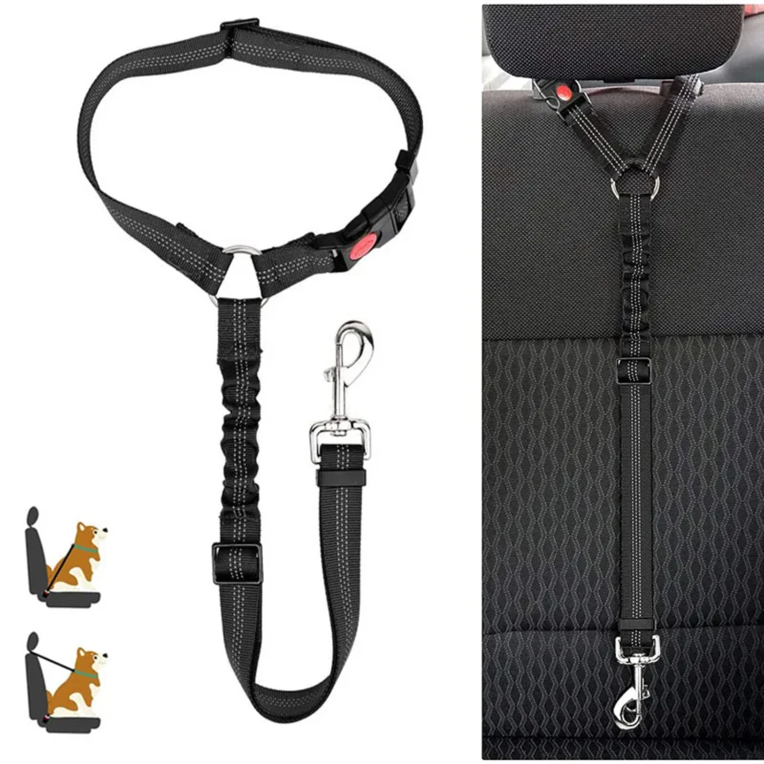 

Reflective Small Dogs Pet Car Seat Belt, Durable Puppy Dog Walking Leash Harness, Convenient Travel Car Accessories, Essential P