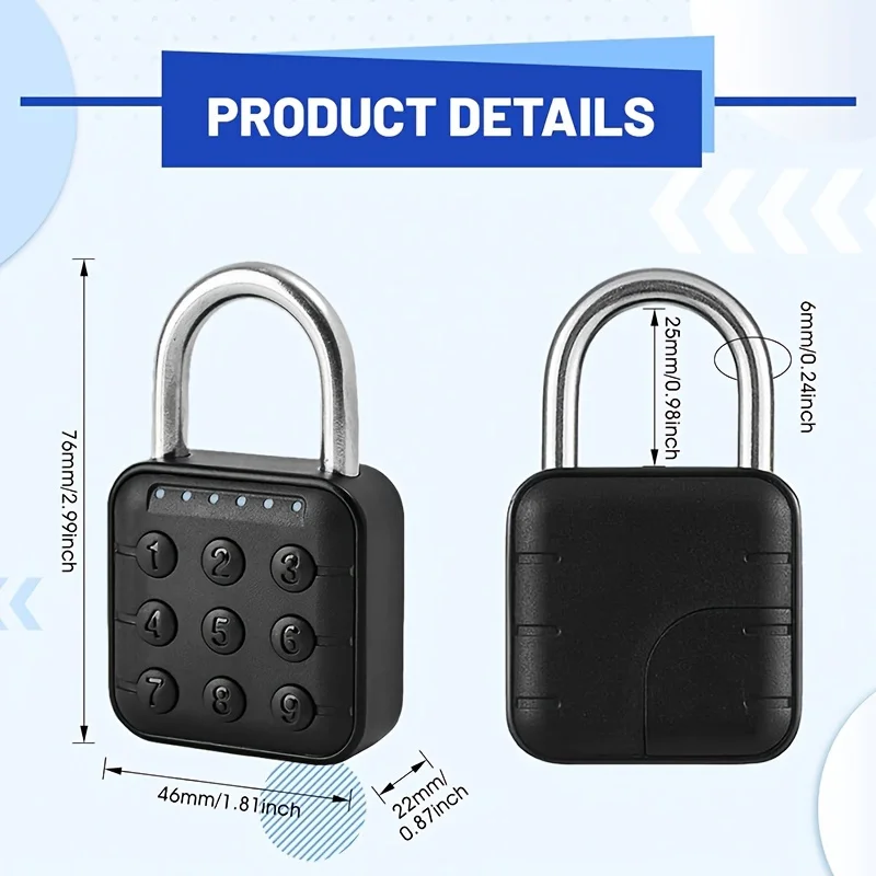 Combination Lock for Locker 6 Digit Waterproof Smart Code Padlock Outdoor Use Combo Padlock for Gym Lockers Storage Box Cabinet