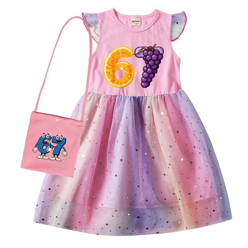 

Funny Six Seven Brainrot 67 Meme Kids Cotton Clothes Summer Baby Girls Princess Dress Birthday Party Christmas Halloween Costume