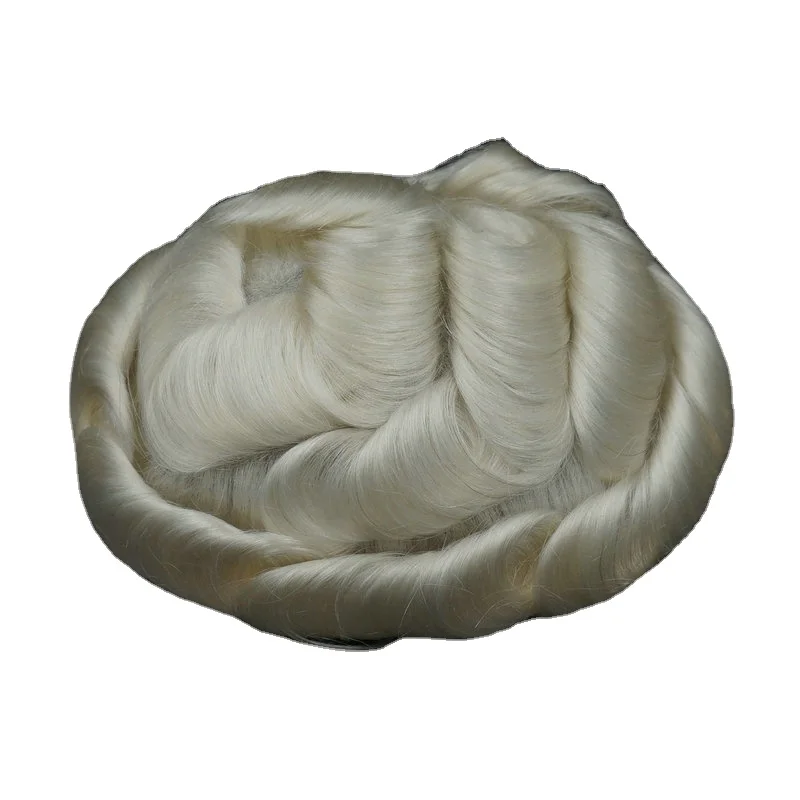 

Hstonir Prosthesis Hair Silver Toupee Human Remy H Hairpieces Maquiagem Base Men Silicon Toupee H079