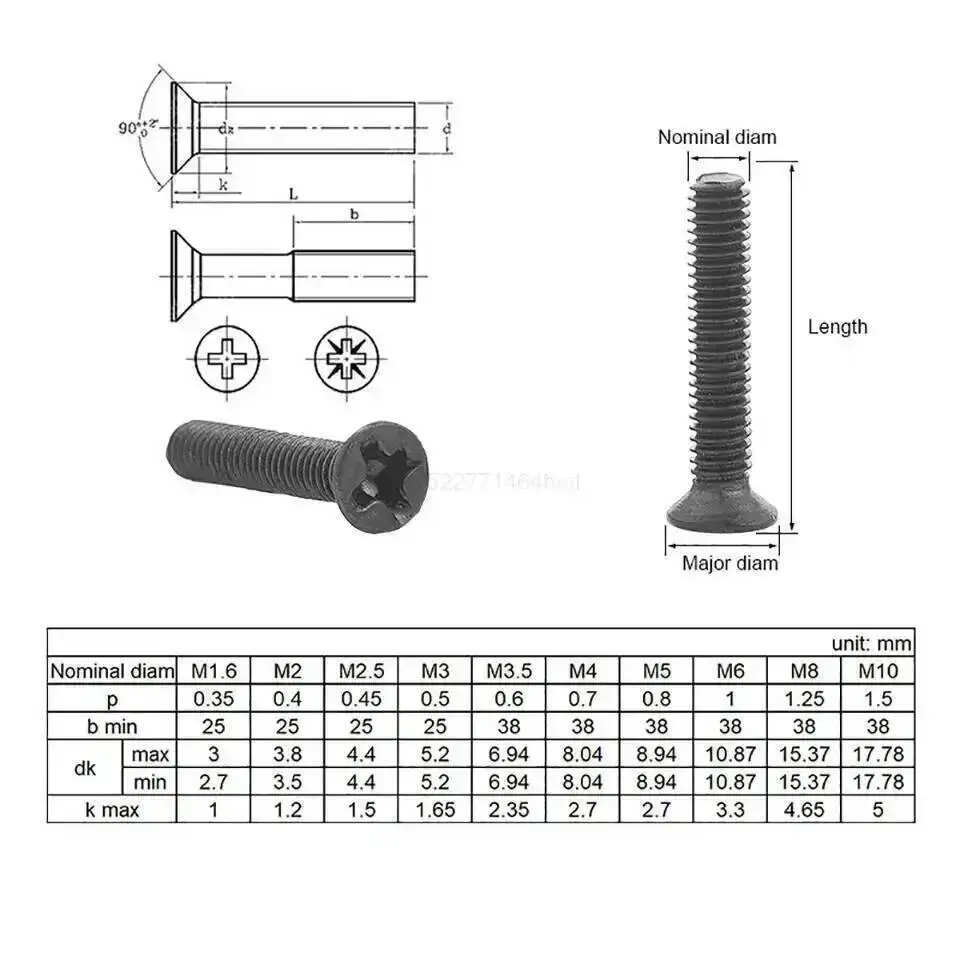 720pcs countersunk flat head phillips small mini screw set m1.4 m1.7 m2 m2.5 m3 carbon steel computer notebook laptop screws kit