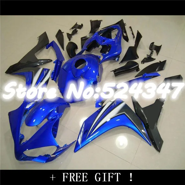 white blue yzf  07-08 YZFR1  BlUE BLACK YZF R1 YZF-R1 07 08 YZF 1000 YZF1000 Glossy Blue 2007 2008 Fairing for Yamaha-Hey