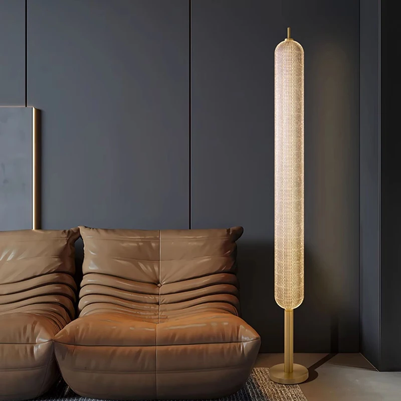 Modern minimalist LED floor lamp, living room, bedroom, study, Nordic Ins style creative remote control dimming vertical lamp