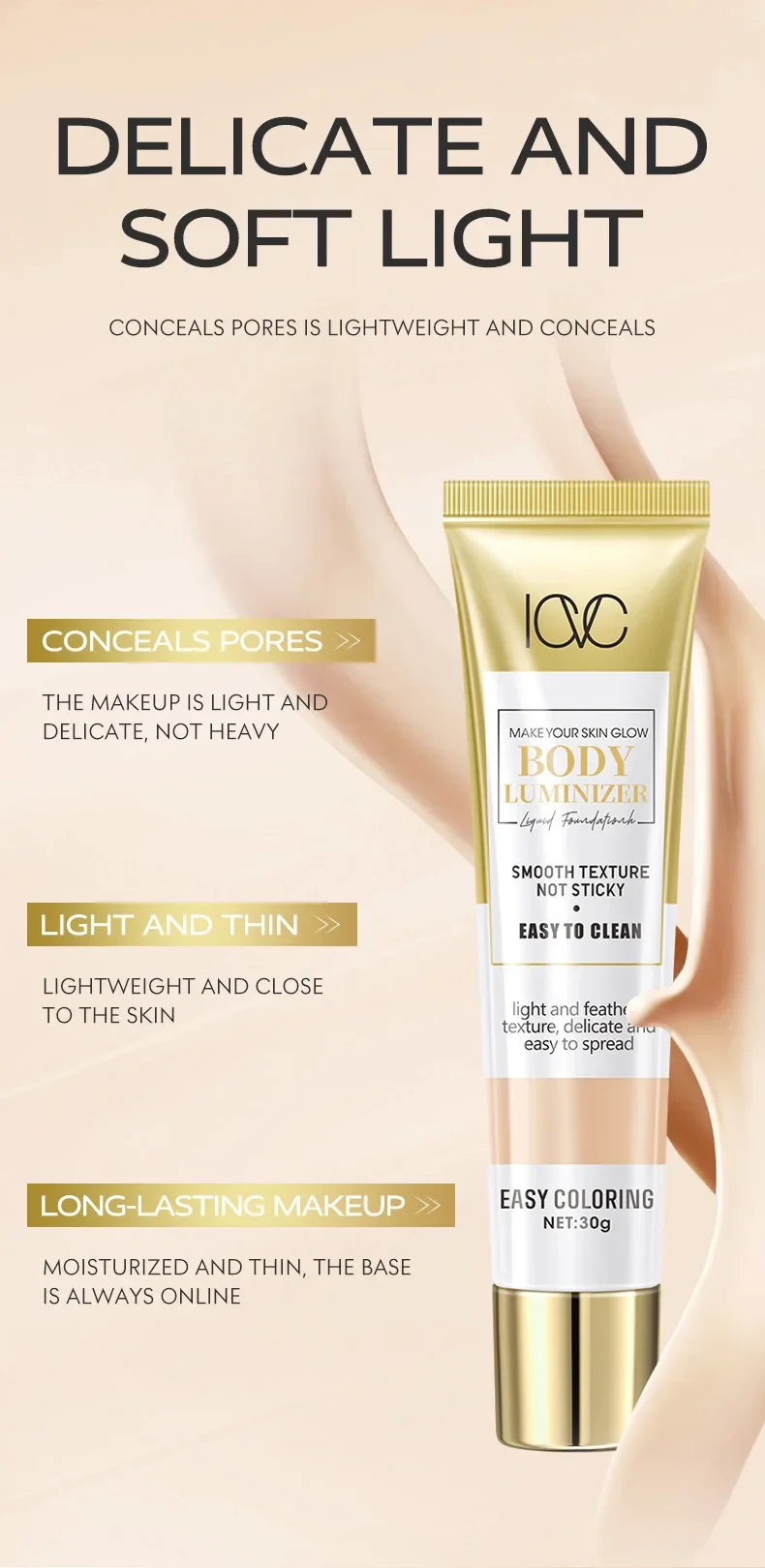 ICVC ハイグロス リキッドファンデーション オイルコントロール コンシーラー BBクリーム 肌トーンアップ 英語対応 フェイスメイク