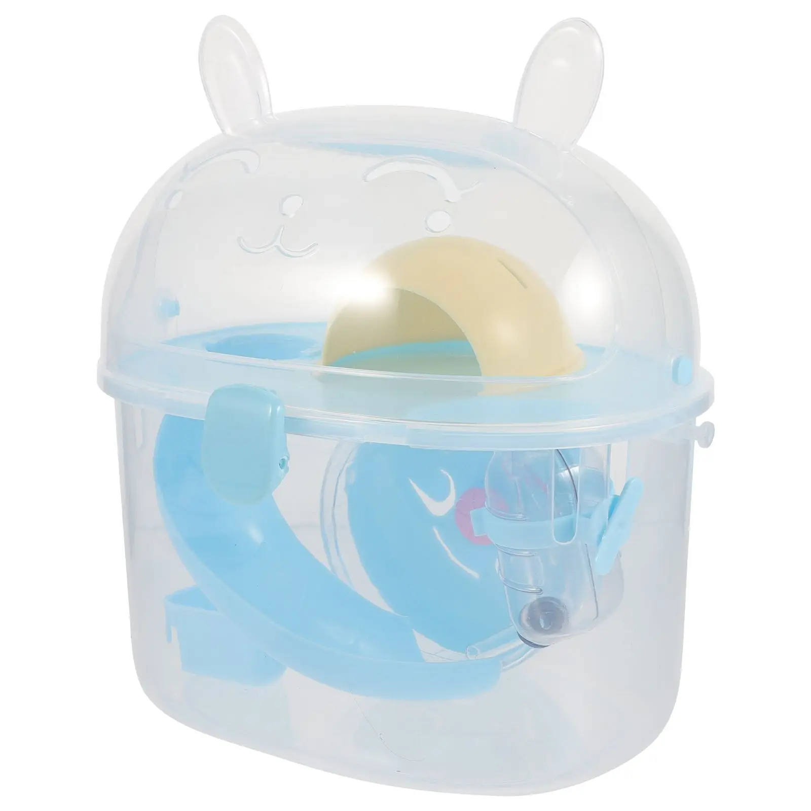 

Portable Hamster Cage Transparent Blue Small Pets Carrying Case Outdoor Travel Handheld Container Sturdy Plastic Safe Daily Use