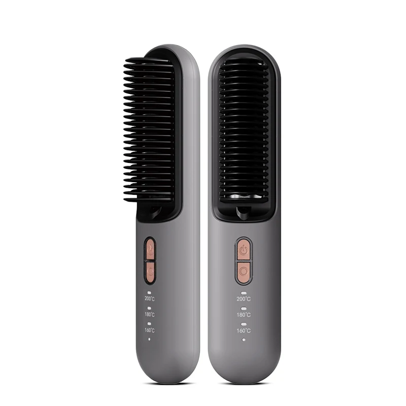 5000mah Cordless Wireless Hair Straightening Brush Comb PI Material Heating Anion Straightener Brush