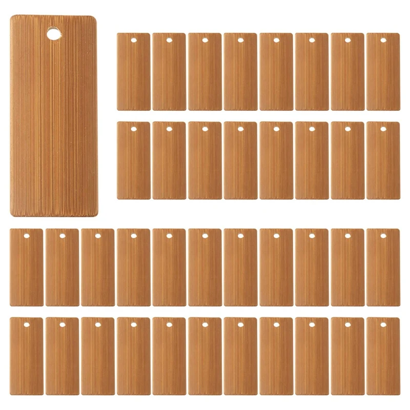 

Hot 500Pcs 45X20mm Rectangle Wooden Tags For Keychain Rings, Bamboo Unfinished Wood Key Ring Tag