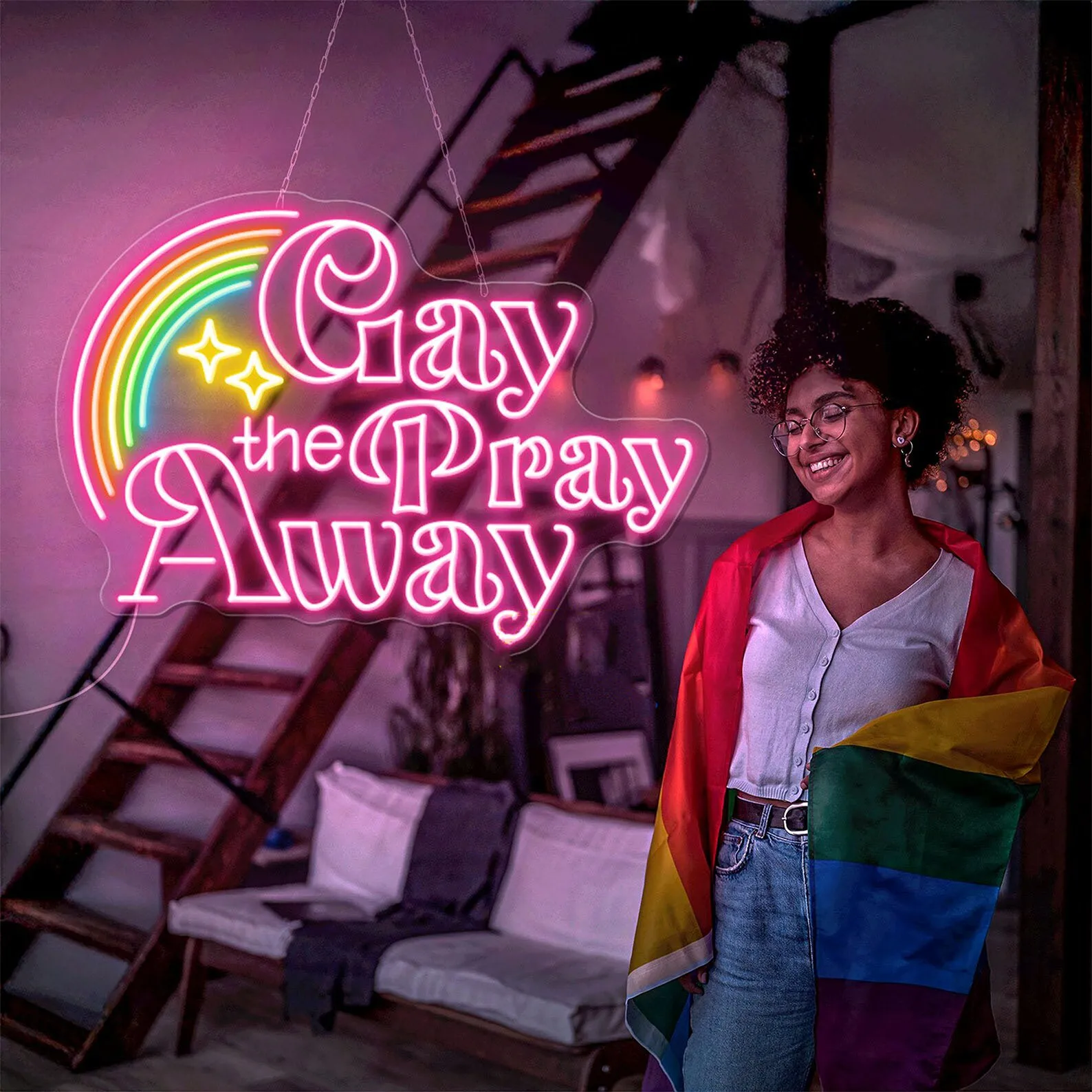 

Gay The Pray Away Neon Sign Gay Pride Sign Funny Quote Gay Sign LGBTQ Pride Month Gift Lesbian Pride Decor LGBTQ Rainbow Sign