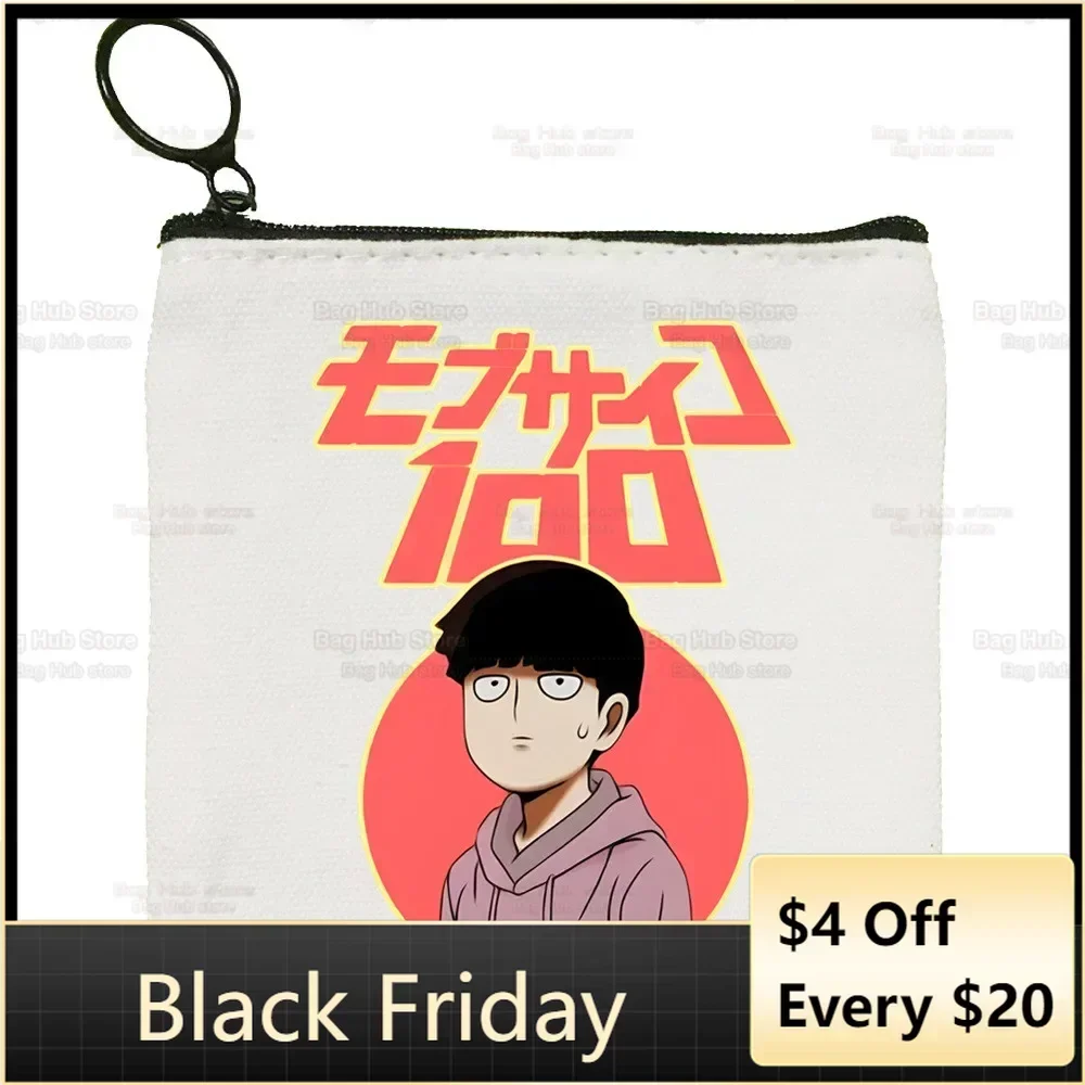 Mob Psycho 100 Canvas Coin Purse One Anime Manga Canvas Bag Small Square  Shigeo Kageyama Key  Card  Cartoon Coin Bag