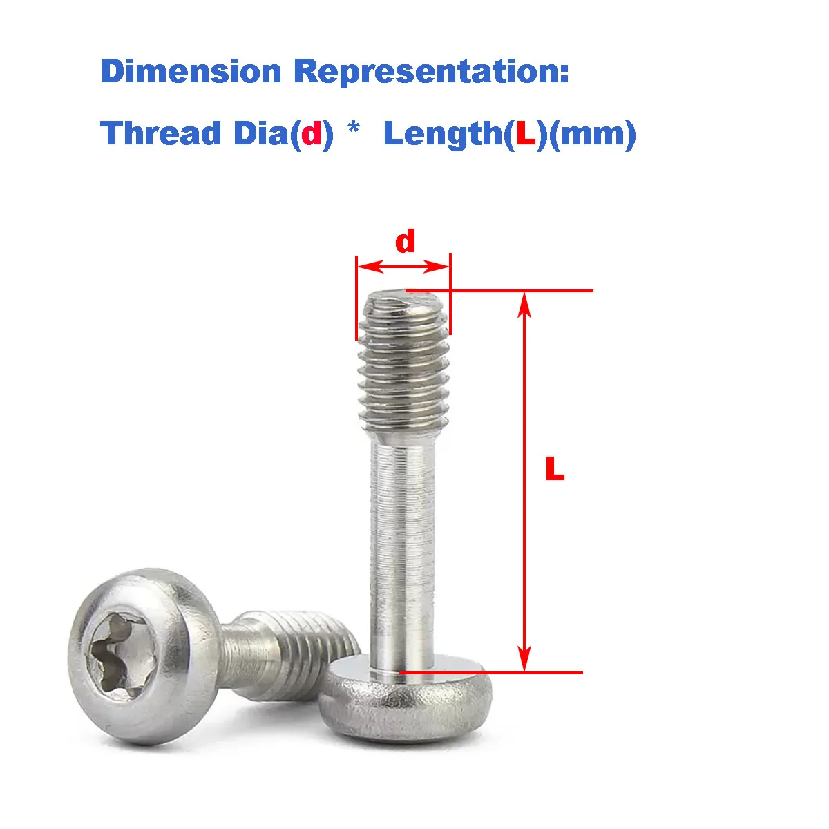 

304 Stainless Steel Round Head Torx Loose Screw/Thin Rod Half-Tooth Pan Head Anti-Falling Screw M3M4M5M6