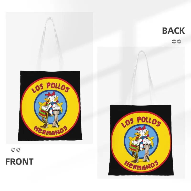 Bolso de mano de lona con estampado de Los Pollos Hermanos para mujer, bolsa de mano de lona personalizada para compras de comestibles