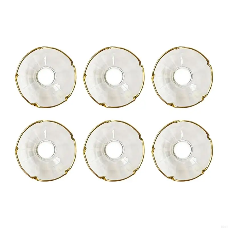 Packung mit 6 eleganten goldbesetzten Glas-Bobeches für Kerzenständer, Kerzenwachs-Fänger, Ringe für Heimdekorationen und Tisch – Detail 9