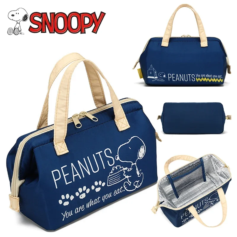 Snoopy Portable Lunch Bag Thermal Insulated Canvas Tote Pouch Cartoon School Bento Picnic Food Storage for Women Girl Children