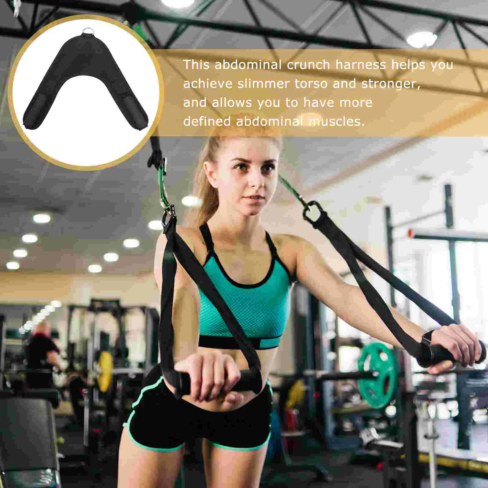 Abs Strap Fitness Equipment Attachment Crunch Harness Exercise Abdominal Belly Cable Machine Back Pvc V-Shape Belt Accessory