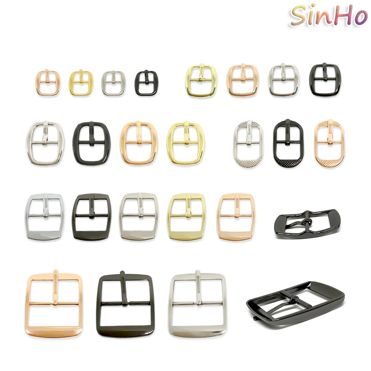 Hang Plated Oval Tri-glide Prong Buckle Adjustable Rounded Corner Pin Buckle Polished Metal Hardware for Bags Belts Leathercraft