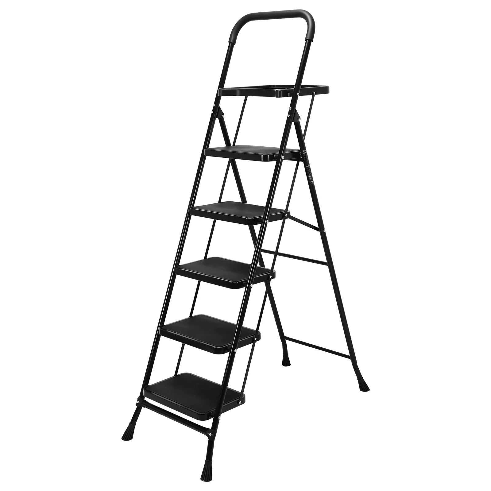

5 Step Ladder Extendable Stepladder Support 330lbs Safety Locking with Wide Anti-Slip Pedal for Indoor House