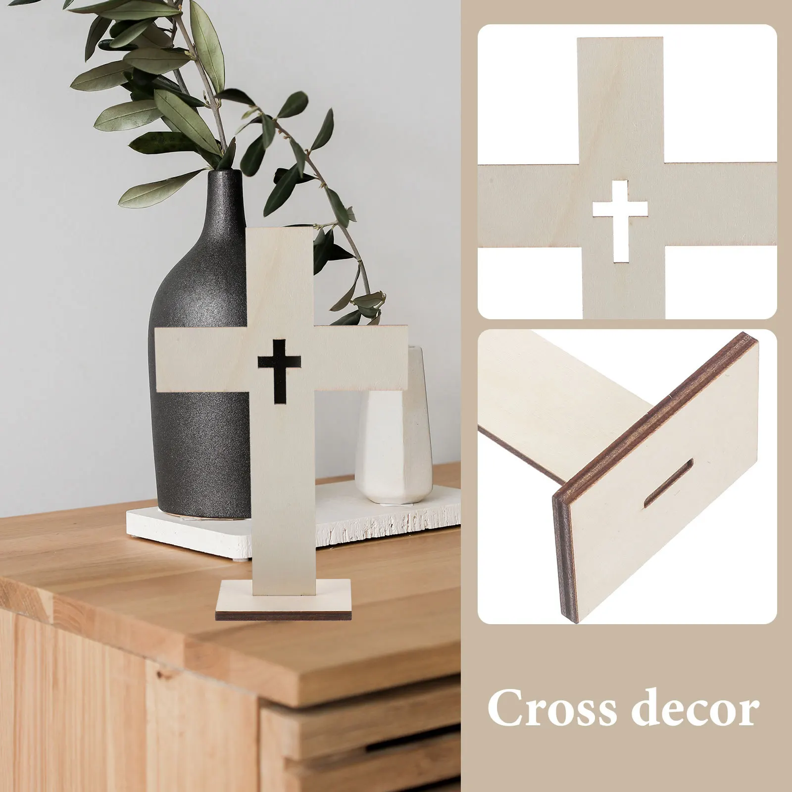 

10Pcs Wooden Cross Ornament Decorative Standing Rustic Religious Crosses for Home Desk Craft Decor Catholic Faith Symbol