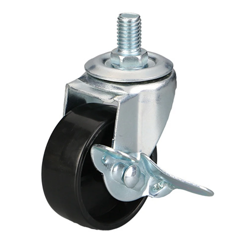 2Inch Caster Wheels Threaded Stem Rubber Casters (Screw Diameter 1/4Inch,Length 1Inch) For Wire Shelves Rack Legs