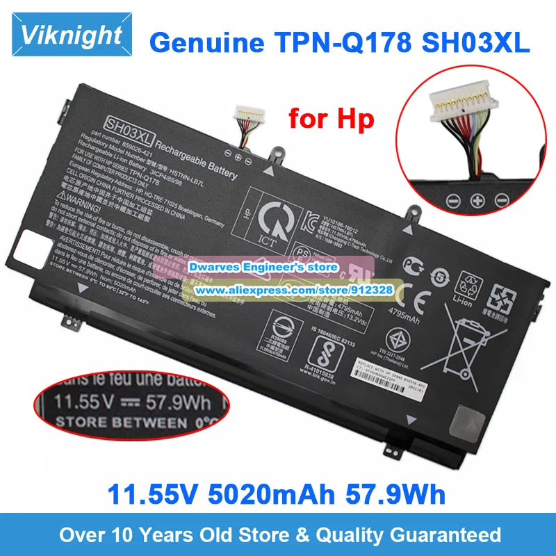 Genuine SH03XL Battery 7.6V 6000mAh 45.6Wh TPN-Q178 HSTNN-LB7L for Hp Spectre X360 13 13-AC001NX ENVY 13-AB068 13-AB096 13-AB097