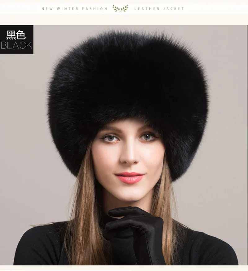 Winter Damen Echtpelz-Mütze Natürliche Modische Fuchspelz-Hüte Kopfbedeckung Russische Outdoor-Kappe Damen Verdickte Warme Pelzmützen – Detail 10
