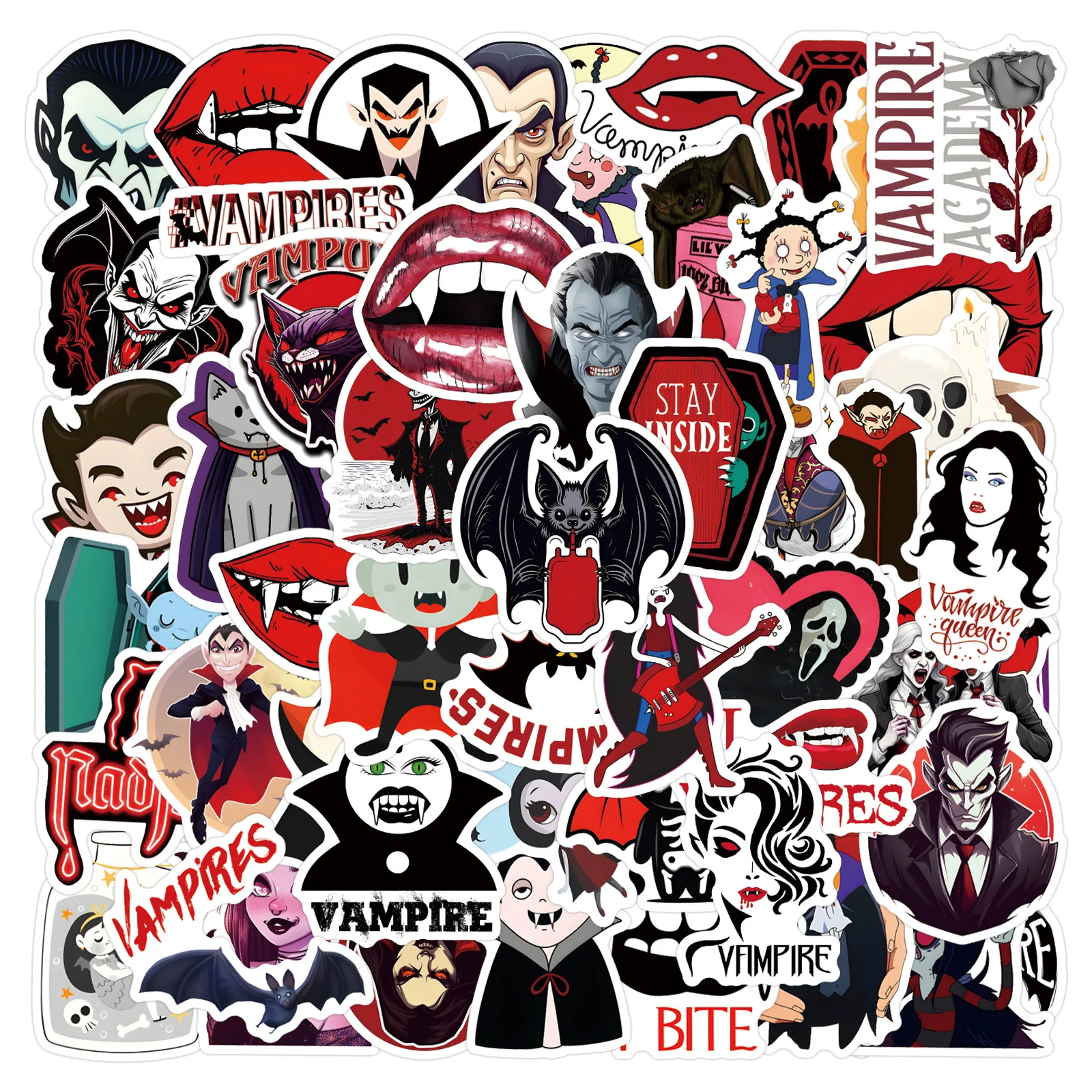 10/55PCS  Cute Vampire Stickers Cartoon Graffiti Sticker DIY Luggage Laptop Phone Guitar Cup Bike Skateboard Decals Kids Toy