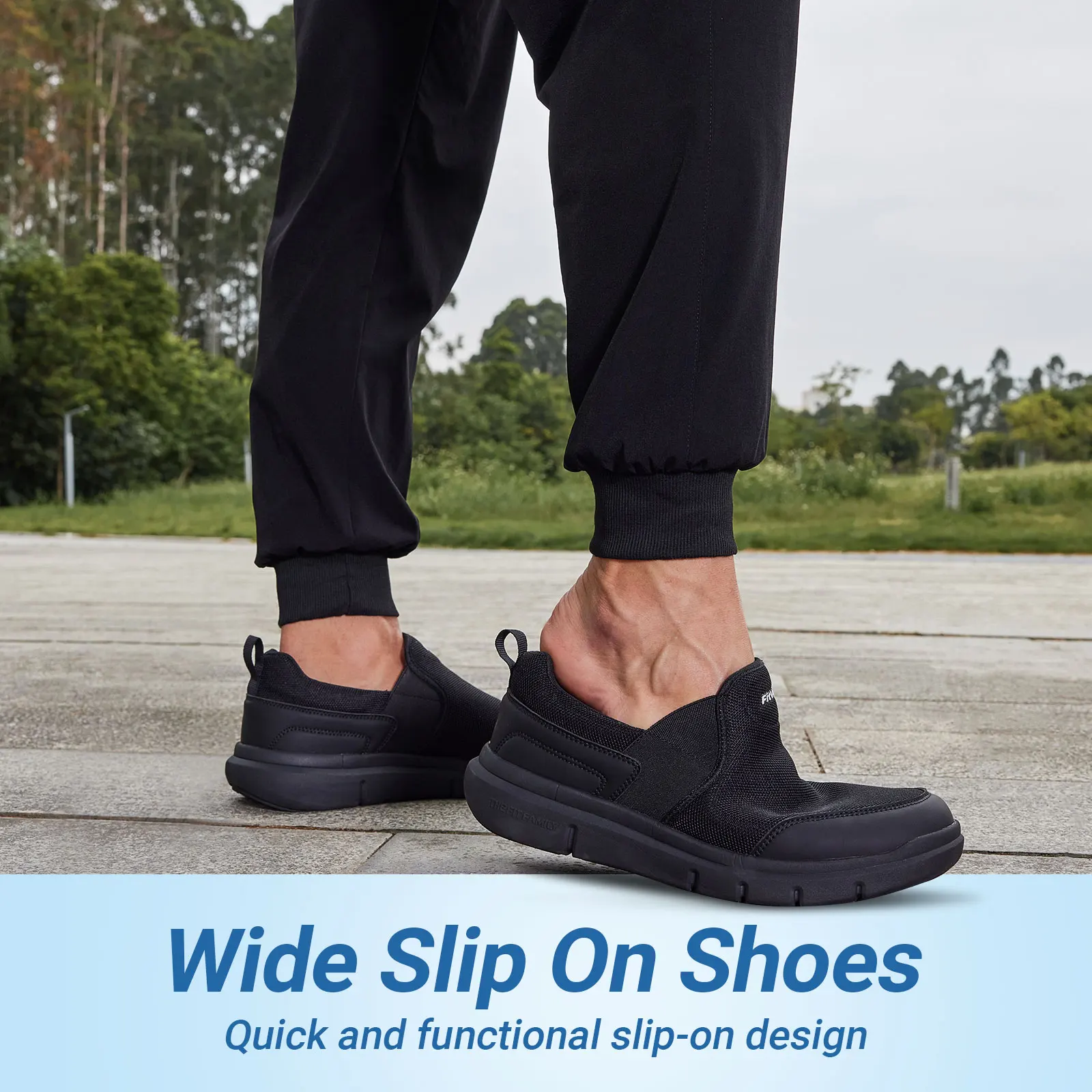 Fitville รองเท้าโลฟเฟอร์ของผู้ชาย SLIP-ON ที่กว้างน้ำหนักเบาลำลองระบายอากาศสำหรับเท้าบวม plantar fasciitis บรรเทาอาการปวดเท้า