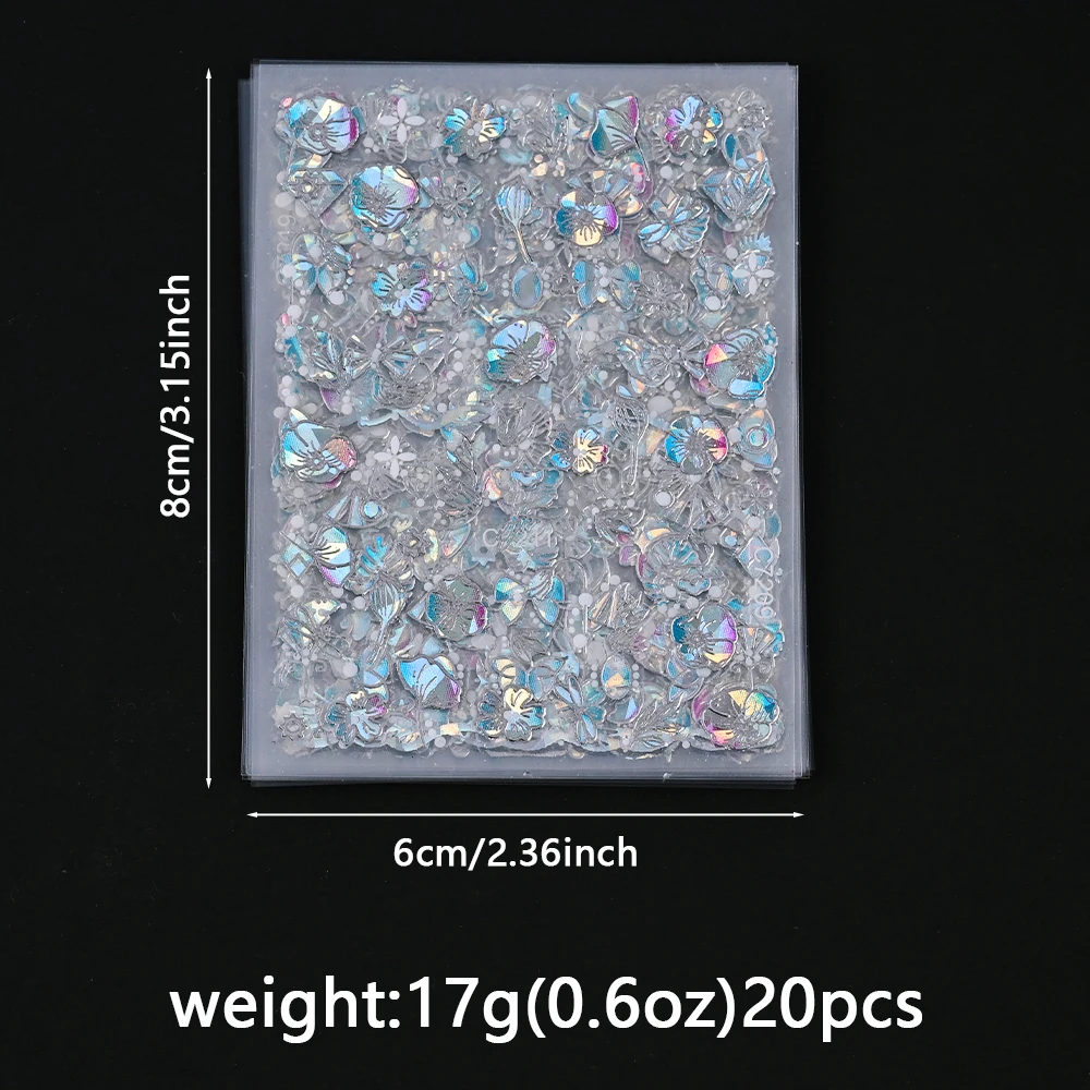 20 stks/set Laser Zilveren Vlinder Nail Art Stickers 3D Bronzing Bloem Bladeren Lijm Sliders DIY Boog Hart Manicure Decals