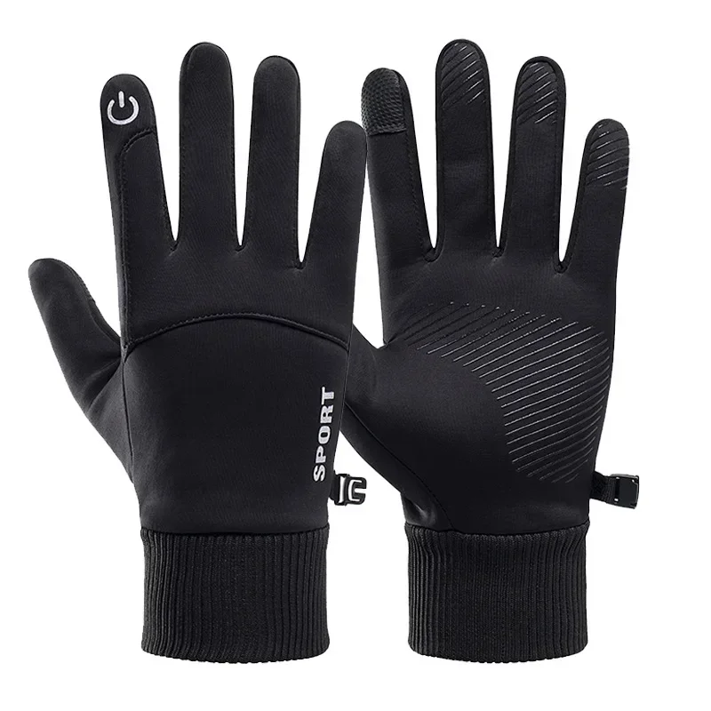 Homens inverno à prova dwaterproof água luvas de ciclismo esportes ao ar livre correndo motocicleta esqui tela sensível ao toque luvas de lã antiderrapante quente dedos completos