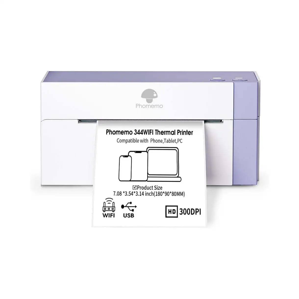 Phomemo 344 اتصال لاسلكي حراري واي فاي HD Express طابعة بوليصة الشحن الإلكترونية آلة تسمية الباركود