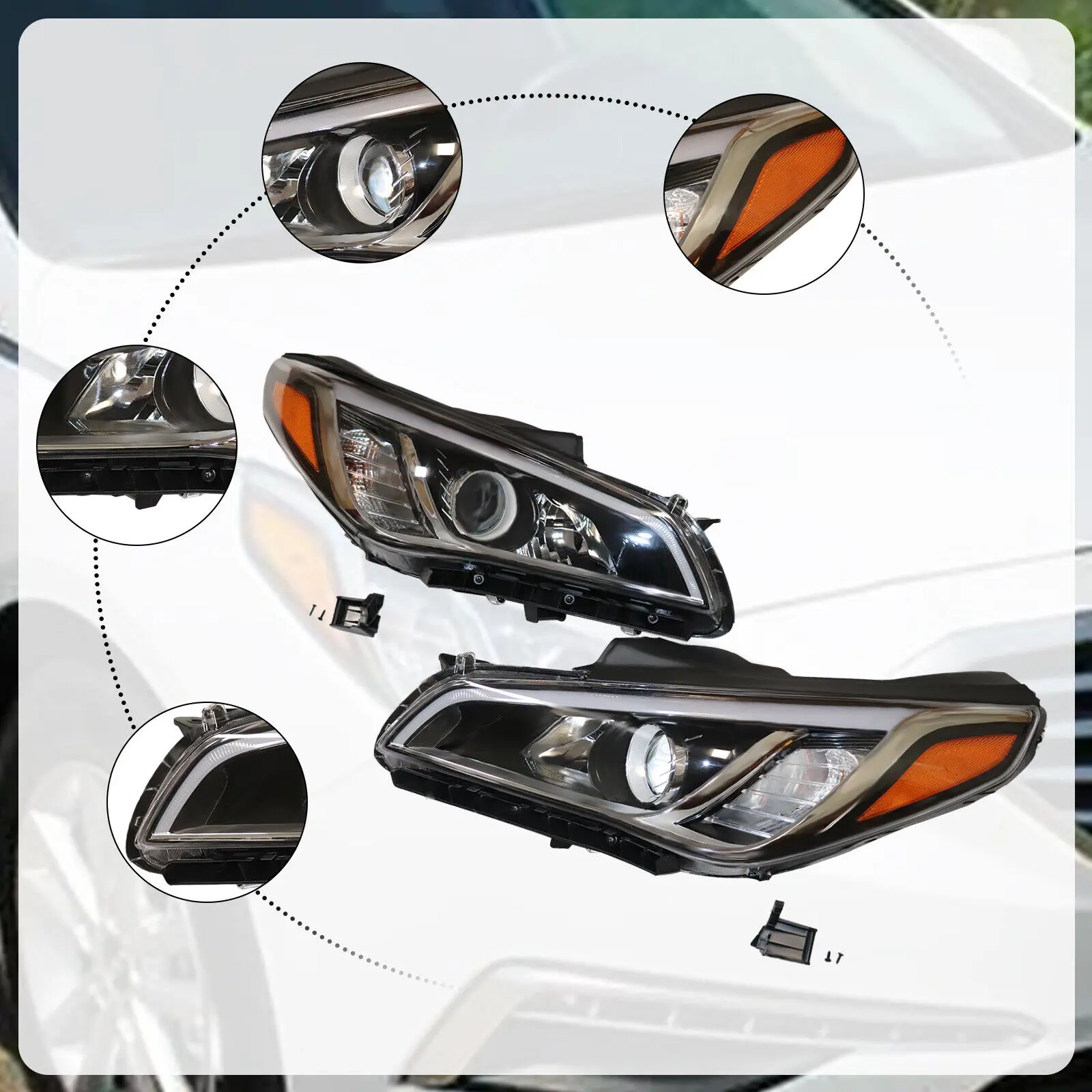 Paar Halogeenkoplampen Links + Rechts Voor Hyundai Sonata 2015 2016 2017 1.6l 2.0l 2.4l 92101c2000 92102c2000