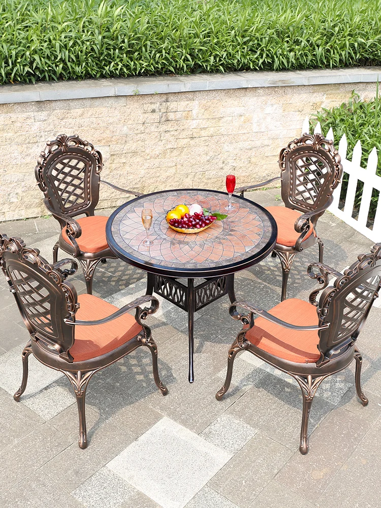 

Zili European style cast aluminum table and chair outdoor balcony tea table and chair