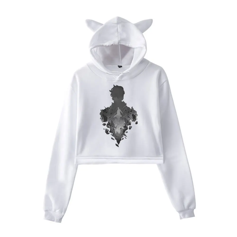 Solo Leveling Game Vintage 90s Streetwear Hoodie Merch Hoodie Sweatshirts for Girl Cat Ear Crop women Clothing