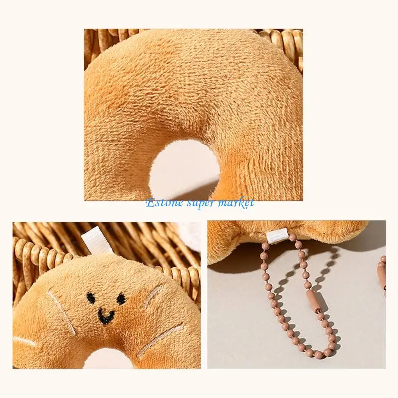 090B 2Pcs Fashion Bread Shaped Plush Stuffed Toy Keychain Comfortable Bag Charm