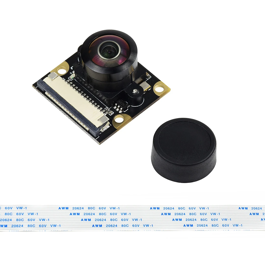 Waveshare Fisheye Lens Webcam 1080P 200 Degree FOV Wide-angle Camera Module for Raspberry Pi 3B+/3B/2B