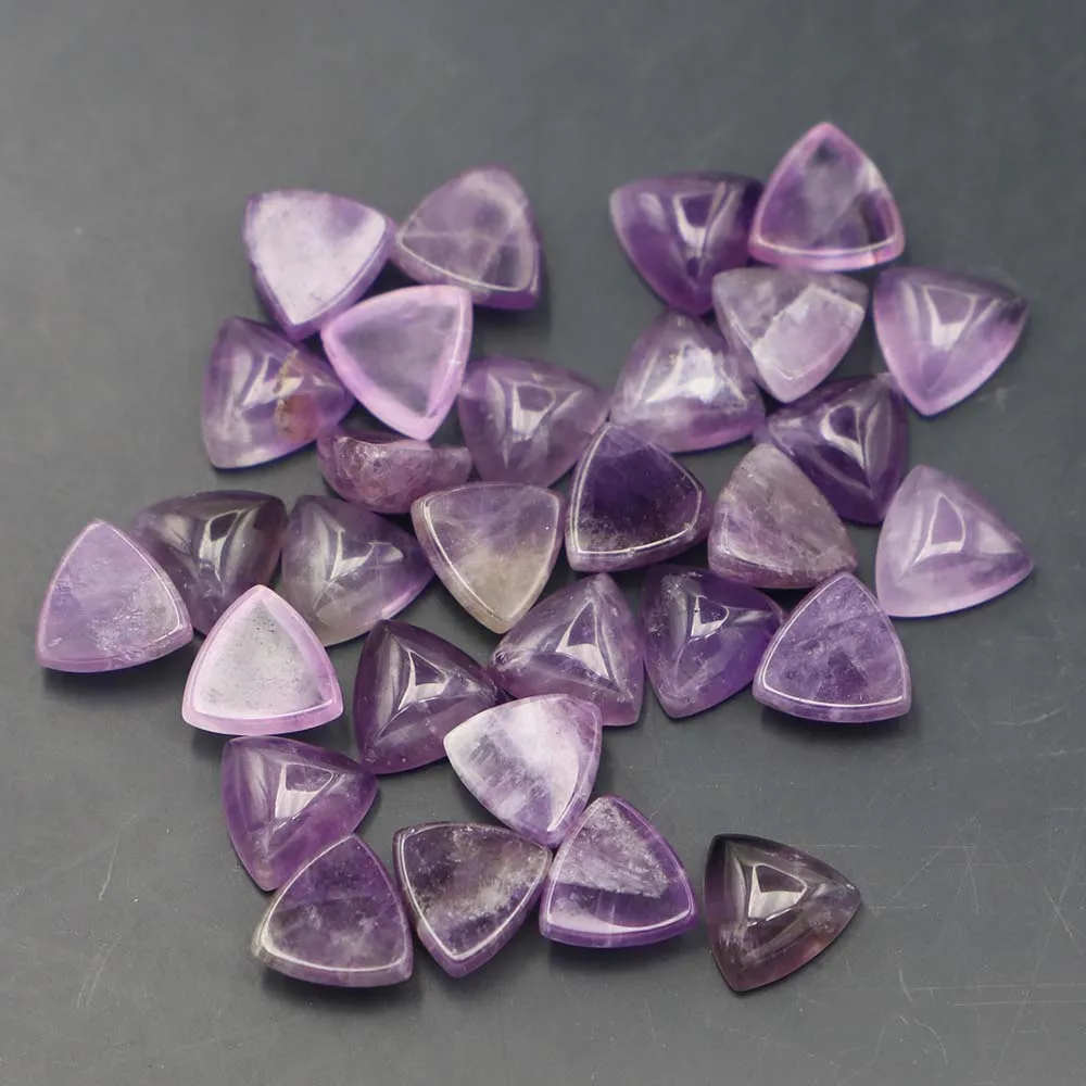 10x10mm Natural Stone Amethyst Triangle Cabochon Setting Beads for Jewelry&Clothes Accessories Wholesale 50pcs Free Shipping