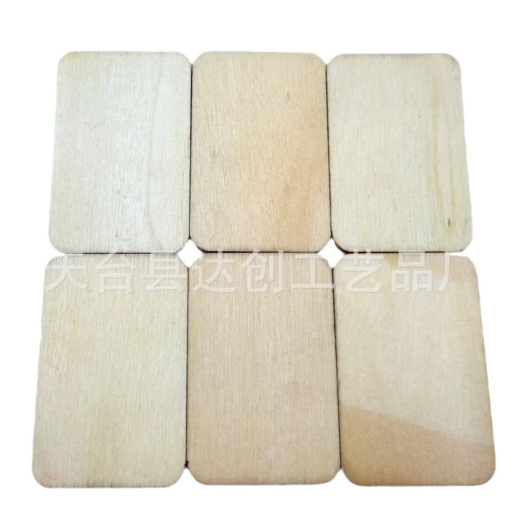 52 * 34 mm abgerundete rechteckige Holzspäne Kunsthandwerk DIY Holzwischenschicht handgefertigte Holzkarten 80 Stück/Beutel